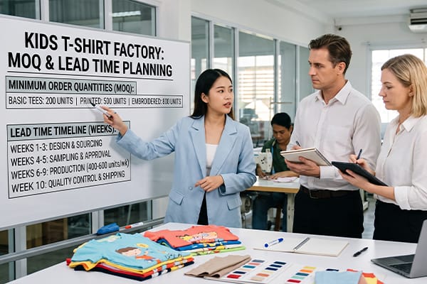 kids T-shirt factory MOQ and lead time planning for custom children’s apparel